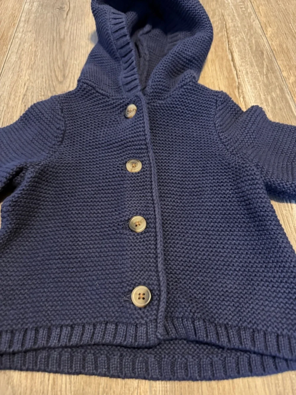 Old Navy Dark Navy Knit Hooded Baby Cardigan